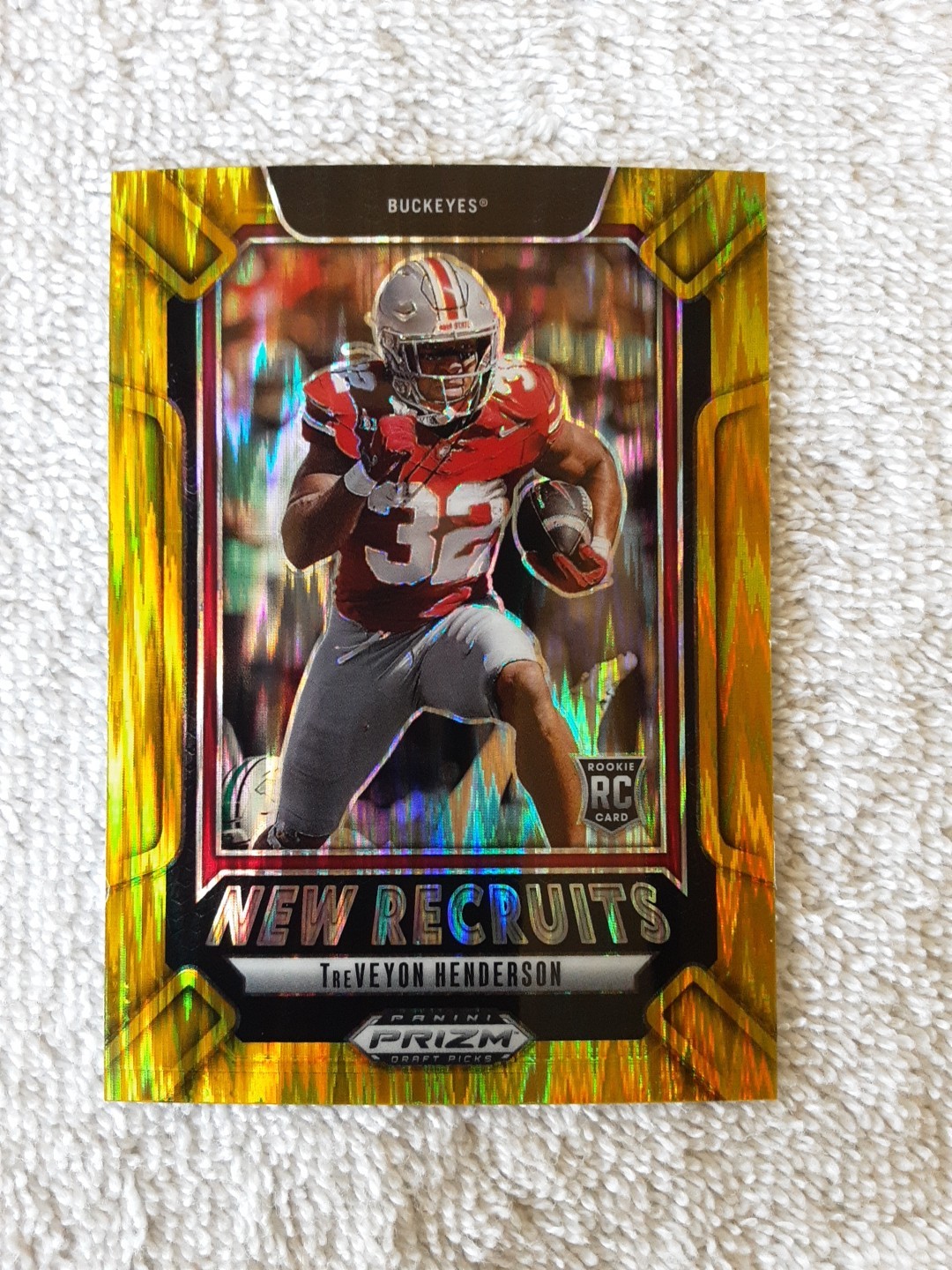 TreVeyon Henderson Panini Prizm Draft Picks New Recruits #1 Gold Flash