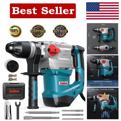 Efficient Corded Electric Rotary Hammer Drill - 1.25'' Capacity with Accessories