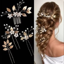 3/4/5Pcs Rhinestones Pearl Bride Headpiece Set Hair Pin Wedding Hair Accessories