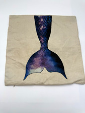 Mermaid Tail Linen Decorative Pillow Cover 17x17 Beige Blue Purple Zip