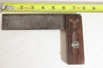 #ad STANLEY # 2 6 quot; TRY MITRE SQUARE SWEETHEART LOGO STANLEY STICKER ON WOOD tag 4 $35.00