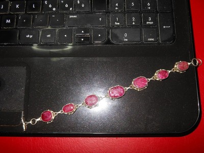 Gorgeous Bracelet - 925 Sterling Silver and Natural Ruby Roots.