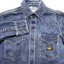 Rasco FR Shirt Mens XL Blue Denim Flame Resistant Long Sleeve Pearl Snap