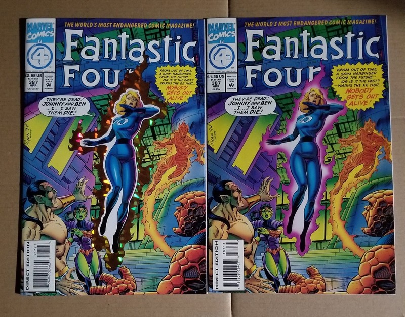 Lot of 2 Marvel Comics Fantastic Four #387 Vol 1 APR 1994 reg. & die cut covers