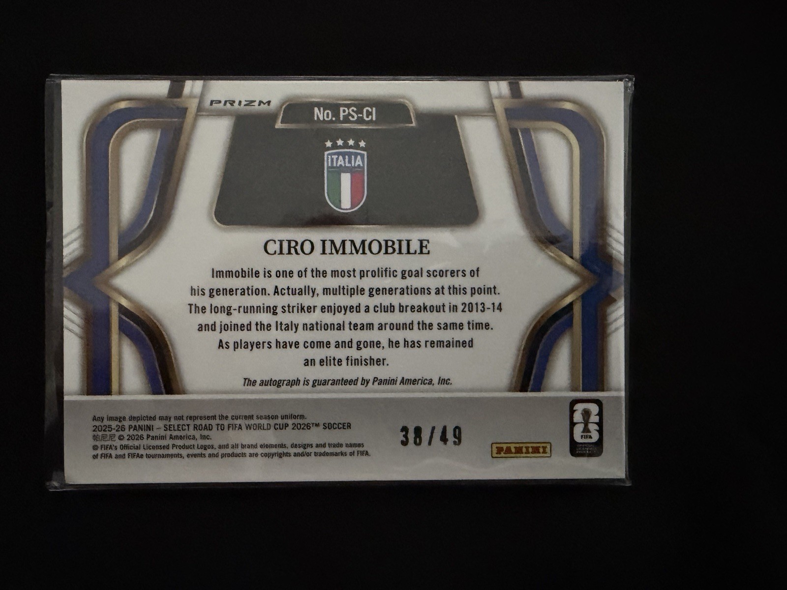 Panini Select Road To FIFA World Cup Ciro Immobile Auto Prizm PS-CI /49 view 2