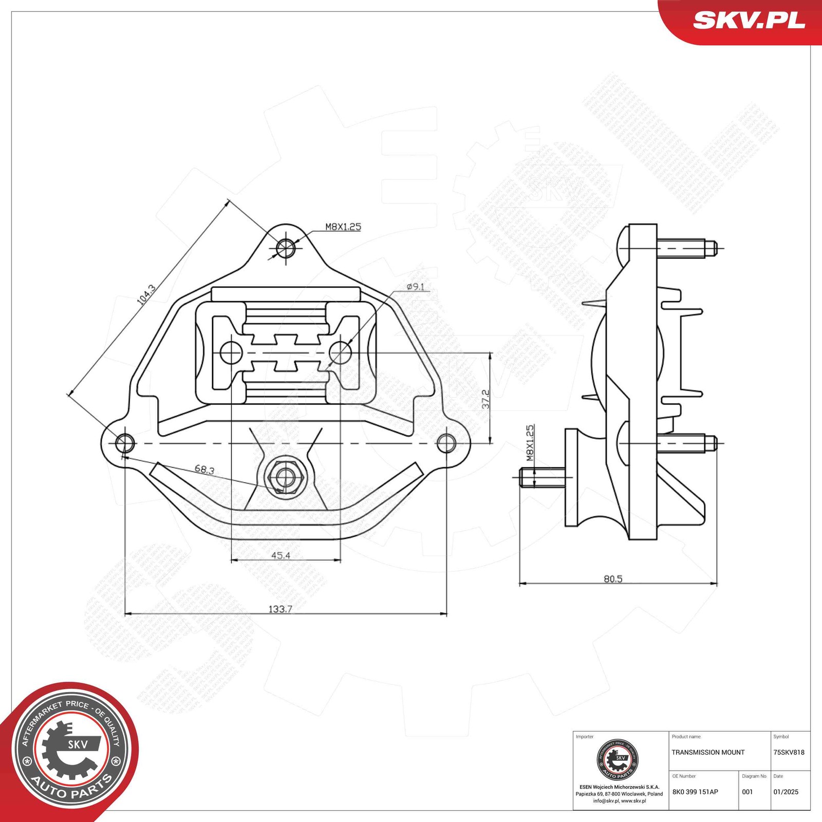 ✅Fits SKV GERMANY 75SKV818 GEARBOX CUSHION 75SKV818   ⭐UK Seller⭐