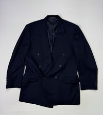 Stafford VTG Double Breasted Blazer Mens 41R Wool Black Stripe Peak Lapel USA
