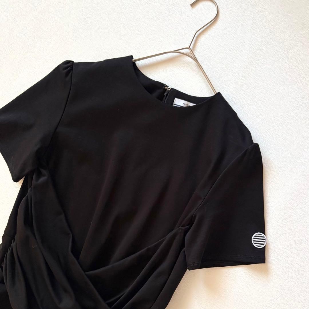 BORDERS at BALCONY M Black Cotton Front Cross Long Dress View 3