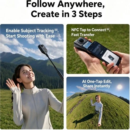 DJI Osmo 360 II Adventure Bundle Camera 8K 60fps 360° Action Battery Case Selfie - Picture 5 of 6