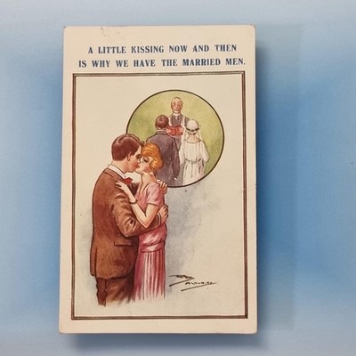 Reg Maurice Comic Postkarte 1925 Flapper Braut küsst verheiratete Männer