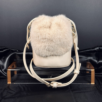 ZARA Good Things Ahead Mini Bucket Crossbody Bag, Beige, Gold Hardware