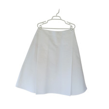 Marni Women's A Line Double Pleat Midi Skirt Cotton White 34" Waist Size 46