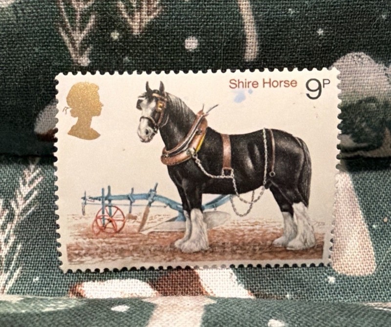 Shire Horse Vintage British Stamp Album Unfranked 9p NOT POSTED MARKED￼