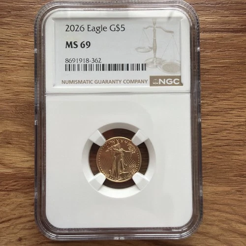 1/10 Oz. Gold 2026 $5 American Eagle NGC MS69