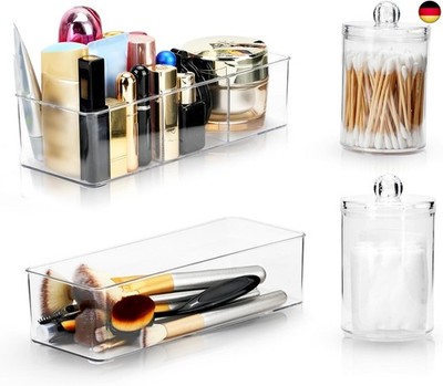 4pcs Kosmetik-Organisator Stapelbar, Lagerung Schubladen Acryl klar Make-up