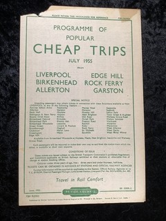1955 Railway Handbill Liverpool Edge Hill Birkenhead Allerton Rock Ferry Garston