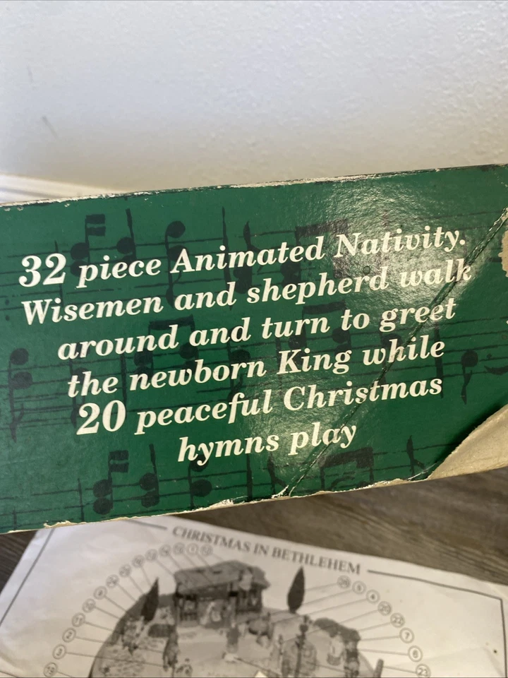 Antigo Presépio Animado Mr Christmas Natal em Belém 32 peças Caixa não testada - Imagem 2 de 4