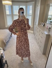 Lily & Lionel Mahogany Floral Leopard Silk Dress Size XS