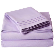 4-Piece Lilac Solid Microfiber Queen Sheet Set