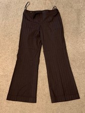 Women's Nine West Slouchy Cyndi Brown Pinstripe Bootcut Dress Pants 6P 6 Petite