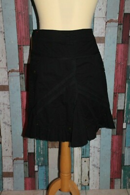 Jupe Trapèze Femme Camaïeu Taille 42 - Couleur Taupe à Rayures Marron - Longueur Genou - En Coton - Occasion Très Bon état