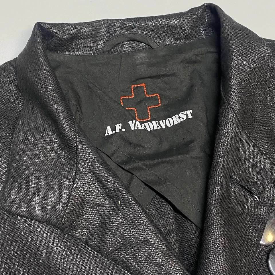 af vandevorst Vintage Wax Linen Avantgarde Steam Punk Blazer Jacket M/38 Archive - Image 3 of 4