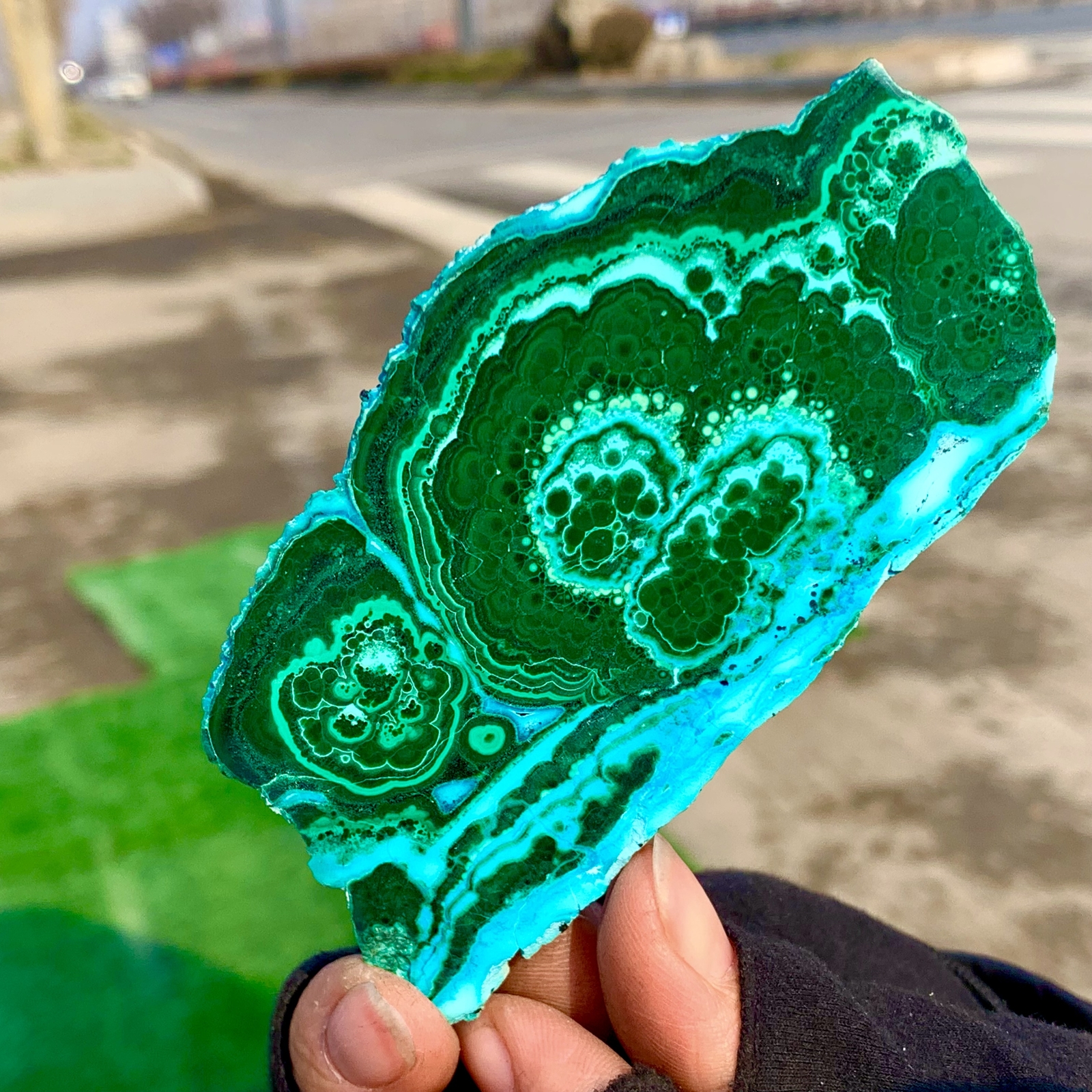 105G Natural chrysocolla/Malachite transparent cluster rough mineral sample