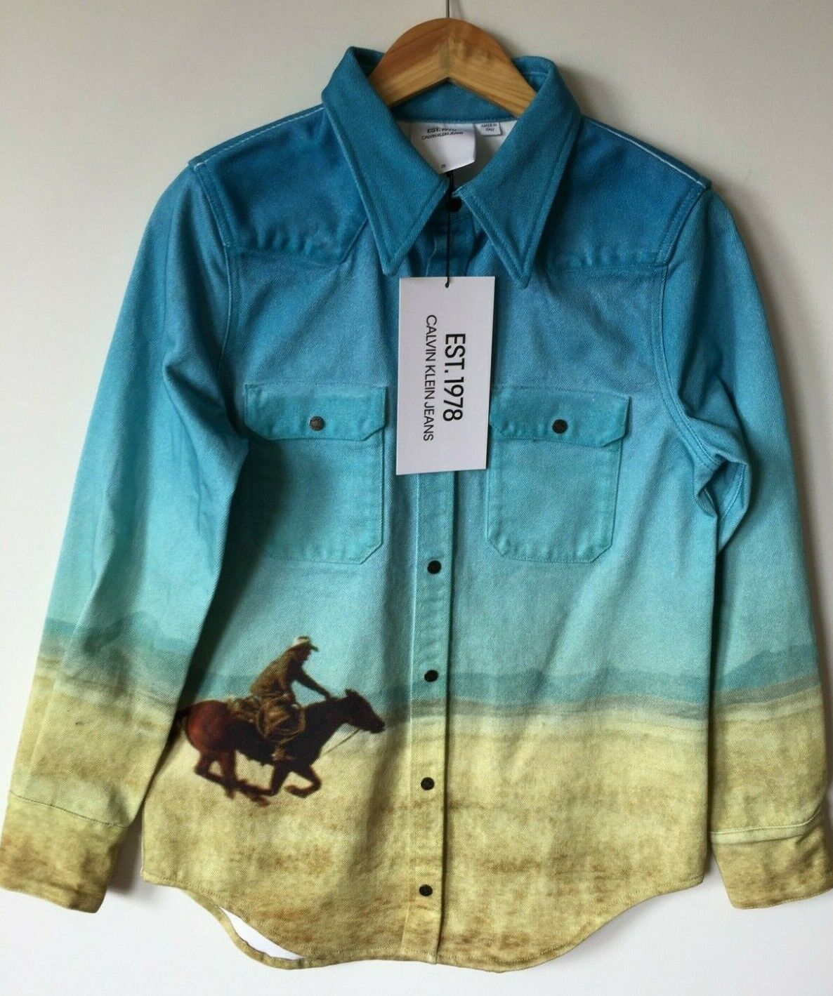 Calvin Klein EST.1978 Denim Shacket (S) Prairie Cowboy Landscape Raf Simons