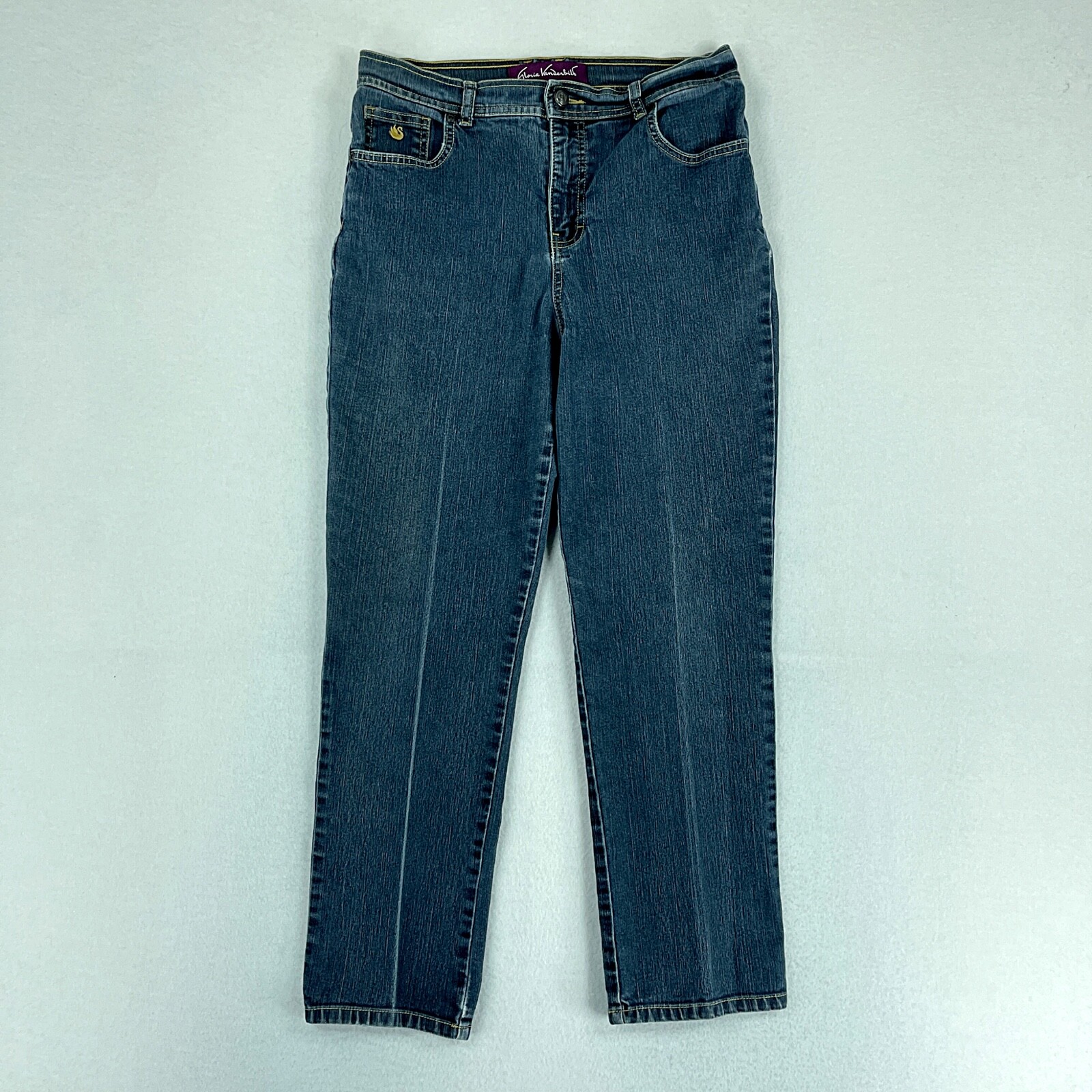 Gloria Vanderbilt Women’s Blue High-Rise Straight Denim Jeans Size 10P 30x26