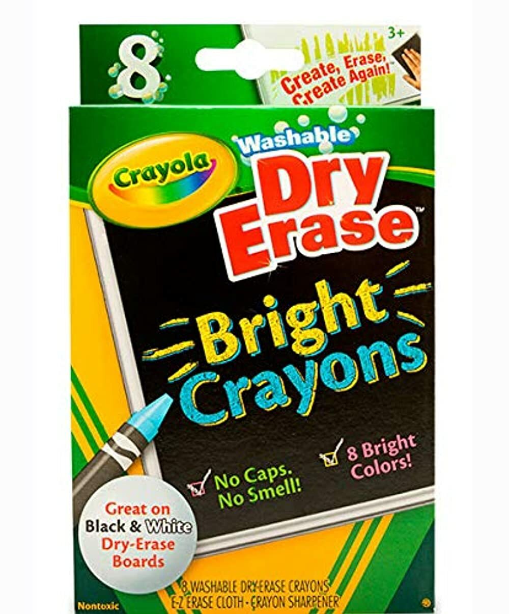 CRAYOLA  Washable DRY ERASE BRIGHT Crayons with Sharpener - 