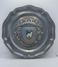MILITARIA ANCIENNE ASSIETTE COMMEMORATIVE EN ETAIN A UN GENERAL LE 203e GRMCA