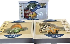 Set of 3 FAST and FUN 3D Resin Wall Hangings of Race Cars and Trucks NEW