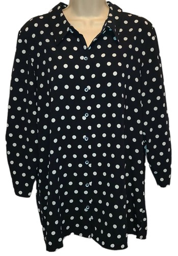 Polka Dot Button Blouse Top Shirt Size 