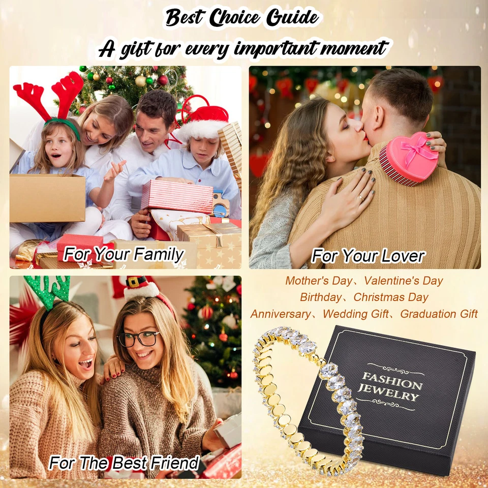 Brazalete para mujer 8,2 mm ovalado circonita cúbica fila piedra, colorido vacaciones de verano Y2K Foto 2 de 4