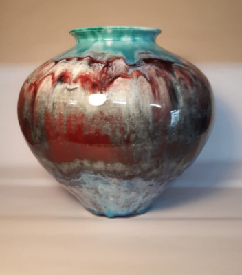 Mid Century Modern Studio Art Pottery Vase Signed Drip Glaze | eBay