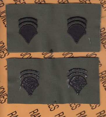 Enlisted SPECIALIST SIXTH CLASS SPEC-6 E-6 OD Green & Black rank patch set
