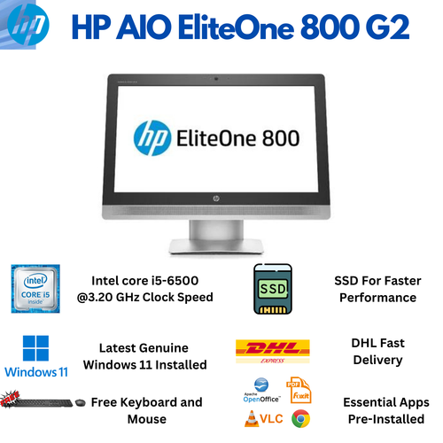 Windows11 AIO PC 6th Gen i5 HP EliteOne 800 G2 23" AllinOne 16GB RAM