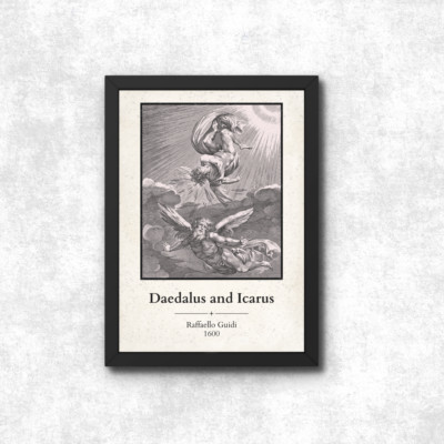 Daedalus & Ikarus ungerahmter Posterdruck, altgriechische Mythologie Fall des Ikarus