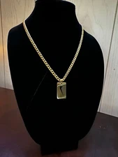 Nike Necklace - Nike Dog Tag Pendant Necklace - 5mm Cuban - 22" Gold Chain