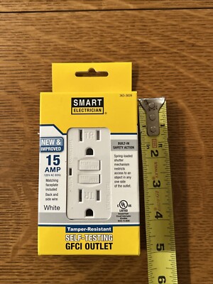 Smart Electrician 15-Amp Tamper Resistant White GFCI -w/Matching Faceplate - NIB