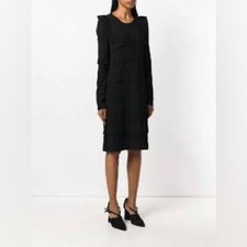 NWOT CARVEN TIERED RUFFLE SWEATER DRESS BLACK MEDIUM