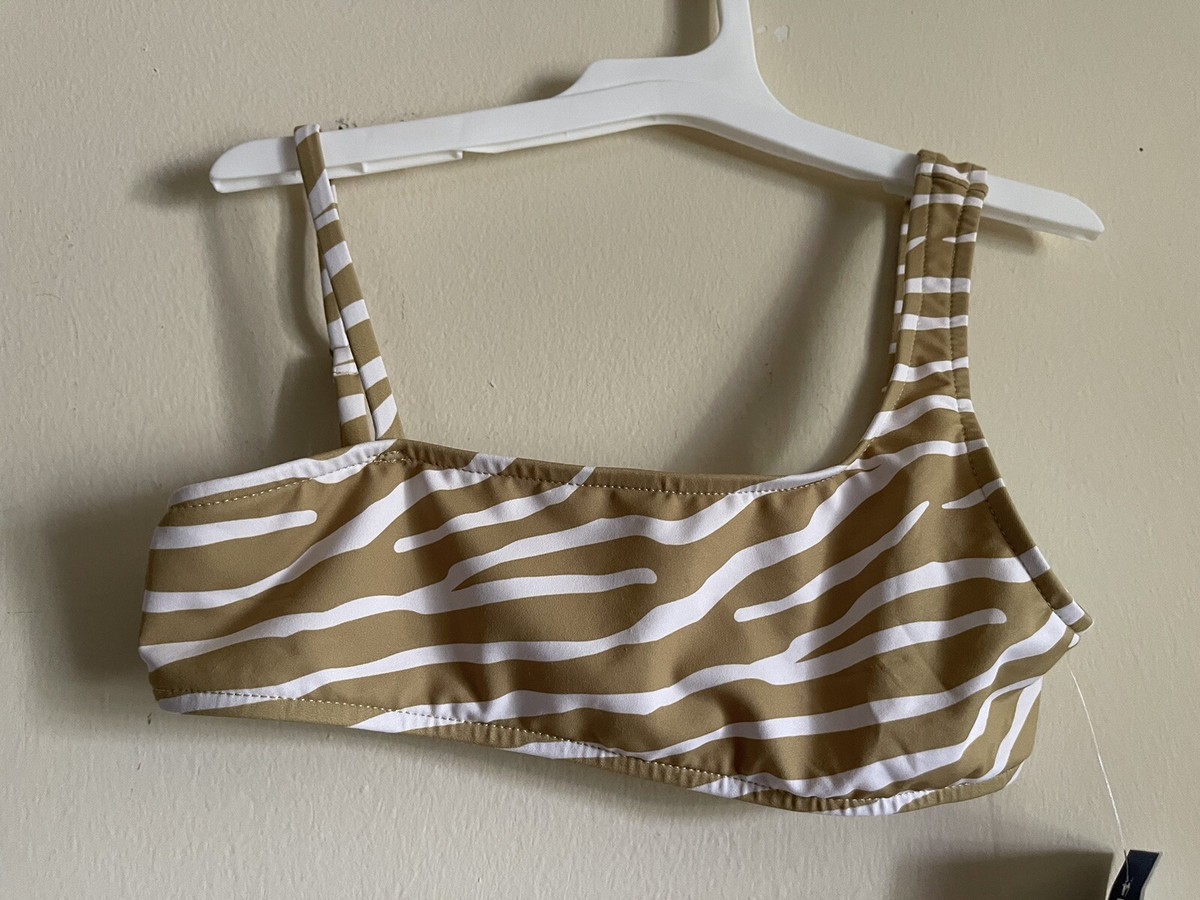 ZARA Swimsuit Top girls size 9-10 brown zebra 140 cm asymmetrical