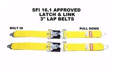RACERDIRECT.NET NEW PAIR 3" LATCH & LINK 2PT RACING SEAT BELT BOLT IN YELLOW