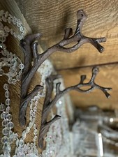 2 Cast Iron Organic Tree Branch Shelf Wall Rustic Farmhouse Brackets 7" Corbels