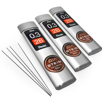 Pentel Ain Ricarica Mine Per Matite 1,3 Mm - 2B - Confezione Da 10 Pezzi