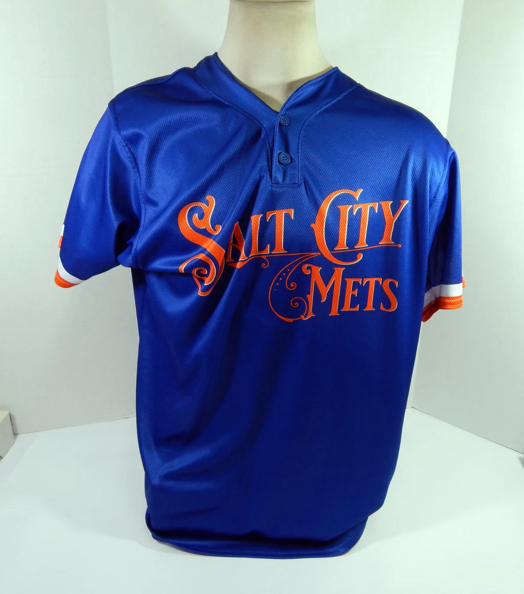 2021 Syracuse Mets #35 Game Used Blue Salt City Mets Jersey 48 DP42506