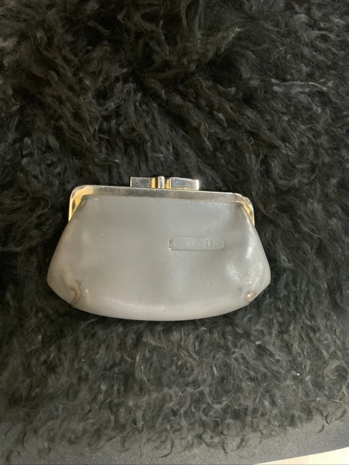Sac à main Christian Dior Trotter mini sac portefeuille cuir gris authentique vintage