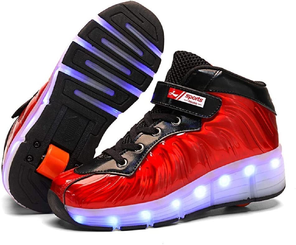 Roller Shoes LED Skate Shoes For Women Men Boys Kids Wheel Shoes Roller Sneakers Shoes For Unisex Beginners Gift,Silver-EU41/UK7