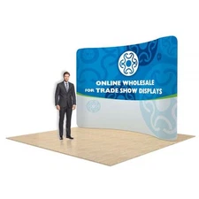 10ft Pop Up Curved Portable Fabric Tension Backwall Booth Display with Graphic