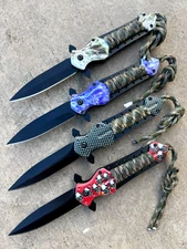 (WHOLESALE LOT x 12) ElitEdge Survival Rope Spring Assisted Pocket Knife - A18